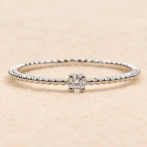 Диамантен Деликатен Пръстен 18К Бяло Злато   Bloom Jewellery